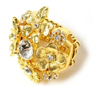 Amrita Singh Gold Crystal Flower Stretch Ring